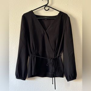 J Crew Women’s Long Sleeve Surplice Tie Waist Crepe de Chiffon Blouse